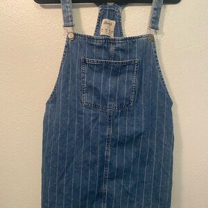 Denim Co. Pinstripe Overall Dress Women’s Size 10 Vintage Y2K Style Jean Jumper
